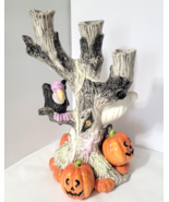 VTG Halloween Fitz &amp; Floyd 3-Branch Candle Holder 1988 Ghost Vulture Pum... - €108,43 EUR