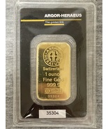Gold Bar ARGOR-HERAEUS 1 Ounce Fine Gold 999.9 In Sealed Assay - £1,678.33 GBP