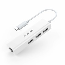 LENTION USB C to 3 USB 2.0 Ports Hub with RJ45 Ethernet LAN Adapter Compatible 2 - £20.35 GBP