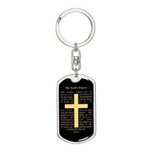 Lord&#39;s Prayer Swivel Keychain Dog Tag Stainless Steel or 18k Gold - £47.44 GBP