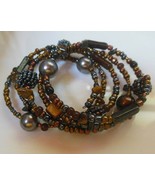 Hematite Tiger Eye Beaded Wrap Bracelet - $28.83 CAD