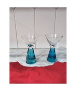 Carnival Cruise Line Aquamarine Pedestal Shot Glasses, Set Of 2, Bar Col... - $9.90