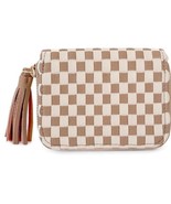 Wynona Woven Wallet Check Tan Cream - $34.27 CAD