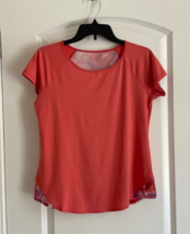 Adrienne Vittadini Sport White Coral Short Sleeve Top with Floral Accents Size S - £7.96 GBP