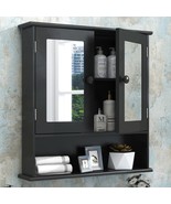 Taohfe Black Medicine Cabinet, 2 Doors 3 Open Shelf, Wall Mounted Wooden... - $103.96