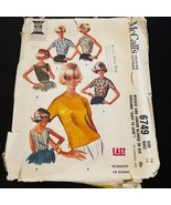 Vintage McCall&#39;s Sewing Pattern 6749 Blouse Size 14 Easy to Sew 1960s - $145.97 MXN