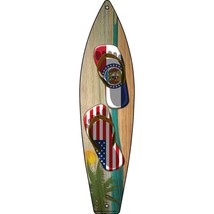 Missouri Flag and US Flag Flip Flop Novelty Mini Metal Surfboard MSB-263 - £13.23 GBP