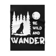 Be Wild and Wander Wolf Moon Black and White Fleece Personalized Baby Blanket - £27.98 GBP