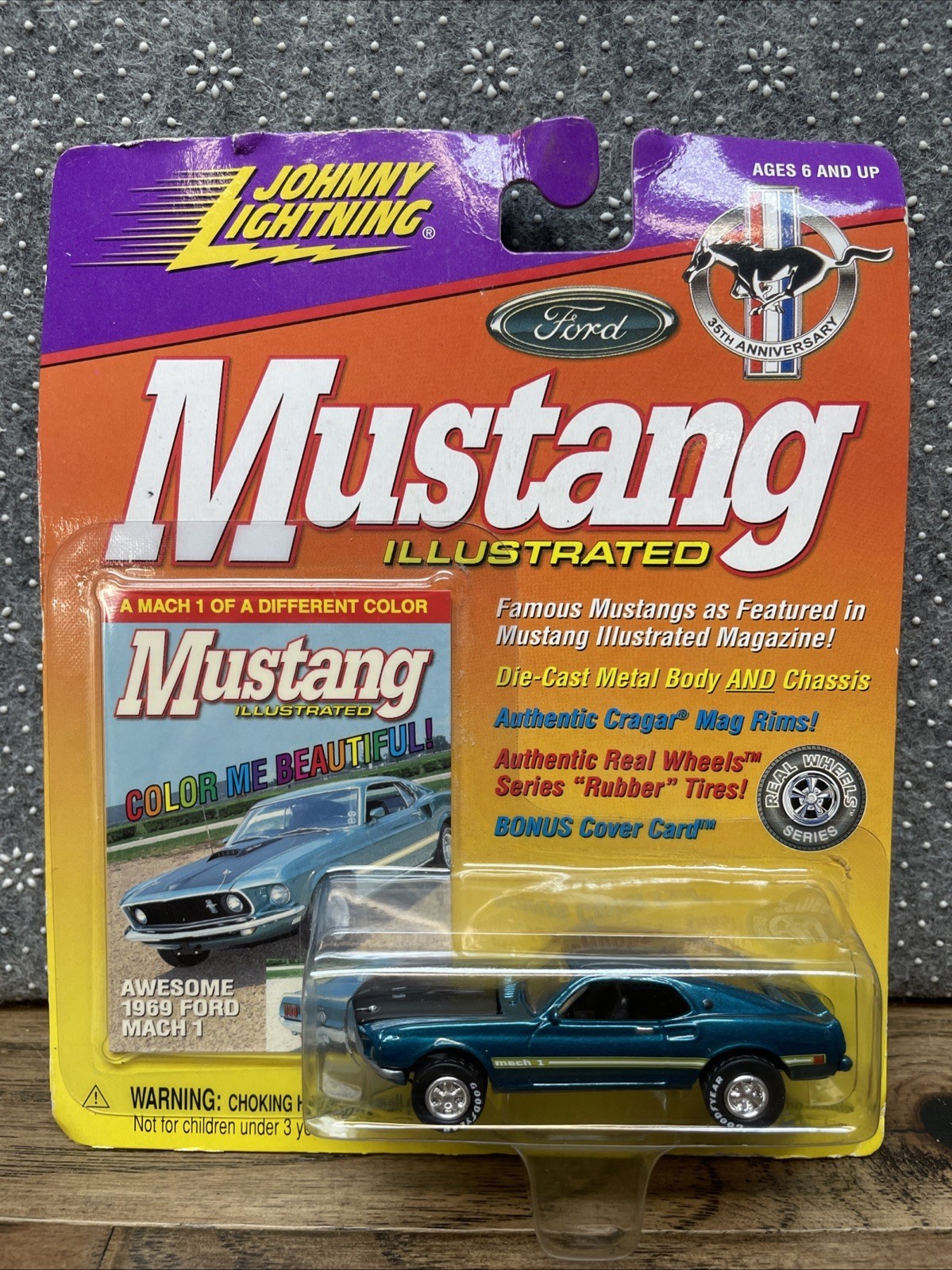 Johnny Lighting Mustang Illustrated 1996 Ford Mach 1 Blue SH - $15.83