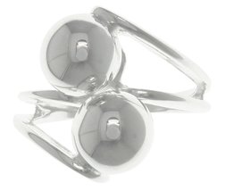 Jewelry Trends Split Shank Double Ball Cocktail Sterling Silver Ring Size 6 - £31.84 GBP