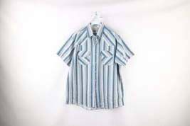 Vintage 90s Streetwear Mens Size XL Striped Western Pearl Snap Button Shirt USA - £35.48 GBP