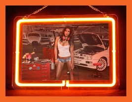 Sexy Girl Car Garage White Shirt Hub Bar Display Advertising Neon Sign - $79.99