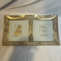 Prayer Of Serenity White Glass Plate Gold Print Religious Christian Vintage - £11.10 GBP