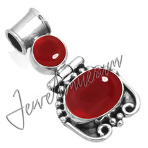 Stores With Free Shipping Red Onyx Pendant Stamp 925 Fine Sterling Silver - £27.08 GBP