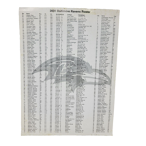 Baltimore Ravens NFL Football 2001 Player Roster Training Camp Paper - £8.42 GBP