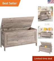 Multi-Functional Greige Wooden Toy Chest with Safety Hinges - 220 lb Cap... - $113.99