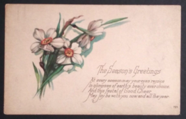 The Season&#39;s Greetings Christmas Daisies Flowers Karle Antique Postcard c1910s - £6.28 GBP