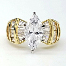 4.20ct Marquise Cut Solitaire Lab-Created Engagement Ring 14K Yellow Gold Plated - £100.96 GBP