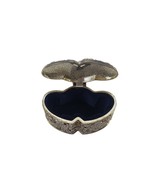 Vintage Trinket Jewelry Box Silver Heart Shaped Velvet Lined Solid Heavy - $462.61 MXN