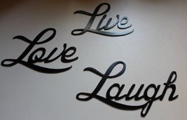 Live Love Laugh Satin Black  Words 8&quot; tall Metal Wall Art Accents - £49.34 GBP