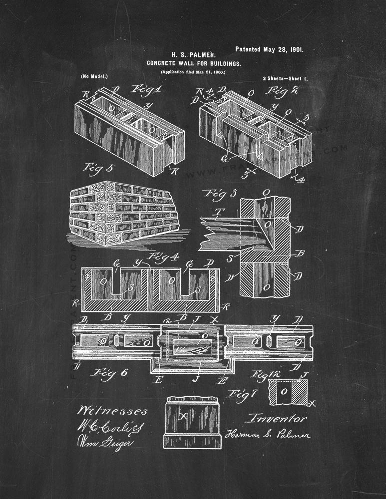 Concrete Wall for Buildings Patent Print - Chalkboard