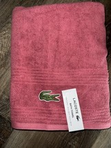 Lacoste ~ Bath Towel 100% Cotton 30&quot; x 52&quot; Big Crocodile Logo Mauve - $32.66