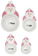 Mrs. Claus Bakery Christmas Retro Pink Santa 4pc Ceramic Measuring Spoon Set New - £35.95 GBP