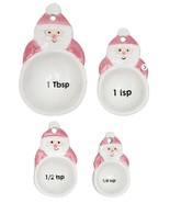 Mrs. Claus Bakery Christmas Retro Pink Santa 4pc Ceramic Measuring Spoon... - £35.17 GBP