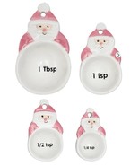 Mrs. Claus Bakery Christmas Retro Pink Santa 4pc Ceramic Measuring Spoon... - $44.99