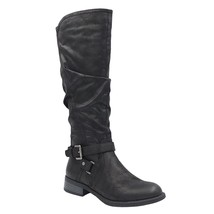 White Mountain Women Knee High Riding Boots Layton Size US 5M Black Distressed - £24.11 GBP