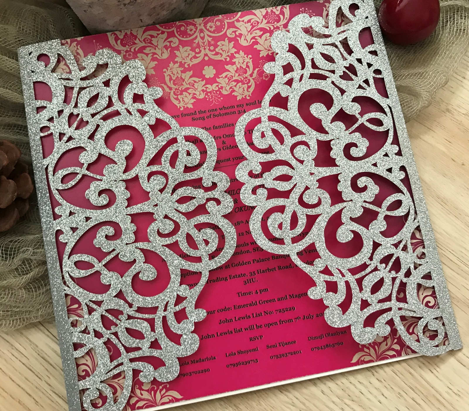 Glitter Silver 10pcs Laser Cut Wedding Invitations Cover,Laser Cut Invit... - $13.30