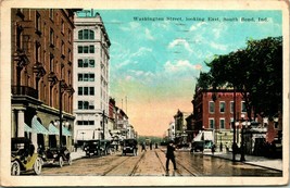 South Bend IN Indiana Washington Street Looking East WB Postcard T17 - £8.66 GBP