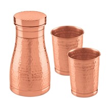 Handmade Bedroomjar Copper Trio Water Pot with Lid Glasses Improve Your Immunity - £21.24 GBP