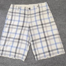 Aeropostale Shorts Mens size 31 Blue Gray Plaid Flat Front Pockets Drawstring - £11.15 GBP