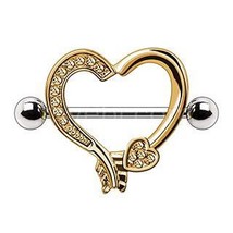 Gold Plated Arrow Heart Nipple Shield - £14.16 GBP+