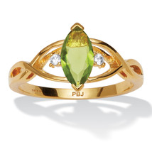 PalmBeach Jewelry Gold-plated Simulated Birthstone Ring-August-Peridot - £31.96 GBP