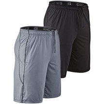 Men&#39;S 2-Pack Loose-Fit 10&quot; Workout Gym Shorts With Pockets (Large, Black/Steel) - £38.53 GBP