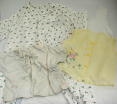 Vintage Baby or Doll Clothes Yellow Top w Bunny Seersucker PJs White Gown Jacket - £11.36 GBP