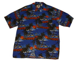 HH7 Maui Maui Hawaiian Tropical Shirt Blue Sunglasses Sunsets Palms Size... - £8.65 GBP