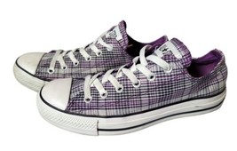 Converse All-Star Grey Purple Plaid Shoes Women&#39;s Size 9 - £15.68 GBP