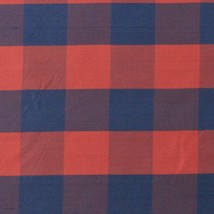 Designer Alice Fire Red Blue 100% Silk Check Drapery Craft Fabric By Yard 54&quot;W - £10.82 GBP