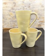 Marin Yellow by Crate &amp; Barrel Mug Coffee Cup Set of 3 Stoneware Discont... - $39.59