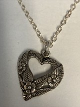 Open Heart Shaped Pendent Sterling Silver Signed JOLAINE .925 &amp; 18” 925 Necklace - £14.76 GBP