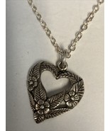 Open Heart Shaped Pendent Sterling Silver Signed JOLAINE .925 &amp; 18” 925 ... - $361.94 MXN