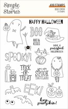 SIMPLE STORIES Boo Crew Retired Stamps Halloween Bugs &amp; Kisses Ghost Spooky Cat - £11.77 GBP