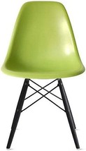 Green Molded Plastic Shell Bedroom Dining Side Chair With Black Wooden Eiffel - £79.62 GBP