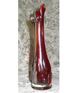 Stretch Art Glass Vase-Fluted-Bi Color- Ruby & Clear- 9 3/4" tall - £8.76 GBP