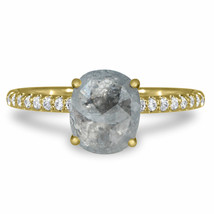 Cushion Diamond Engagement Ring Rose Cut 14K Yellow Gold Fancy Gray 1.85 TCW - $1,785.00