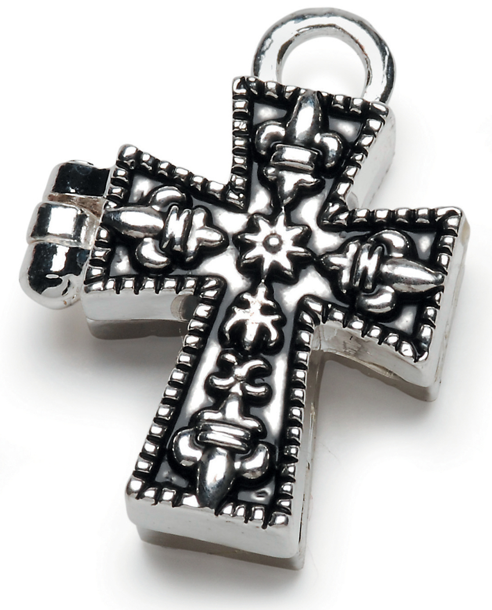 Prayer BoX metal Charm Cross Antique Silver - $20.47