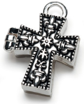 Prayer BoX metal Charm Cross Antique Silver - $20.03